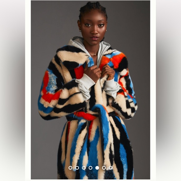 Anthropologie NWT Jakke Multicolor Faux Fur Coat Size S. - Picture 2 of 13